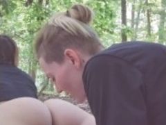 HORNY LESBIAN GETS PUSSY SUCKED HARD  IN WOODS ??¤?