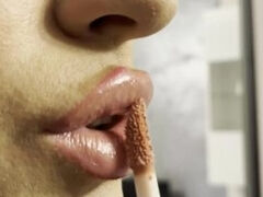 POV Lipstick Fetish Drooling Blowjob